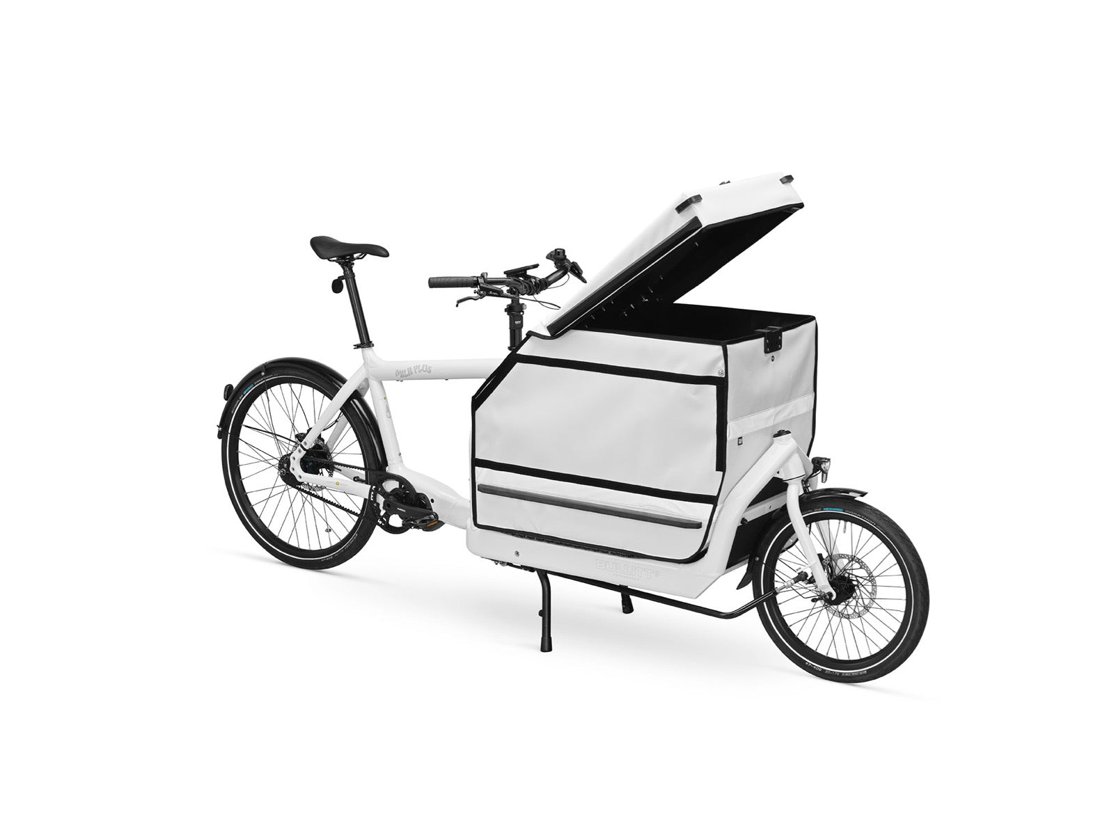 White BagPRO box on a Bullitt Milk Plus. The lid is open