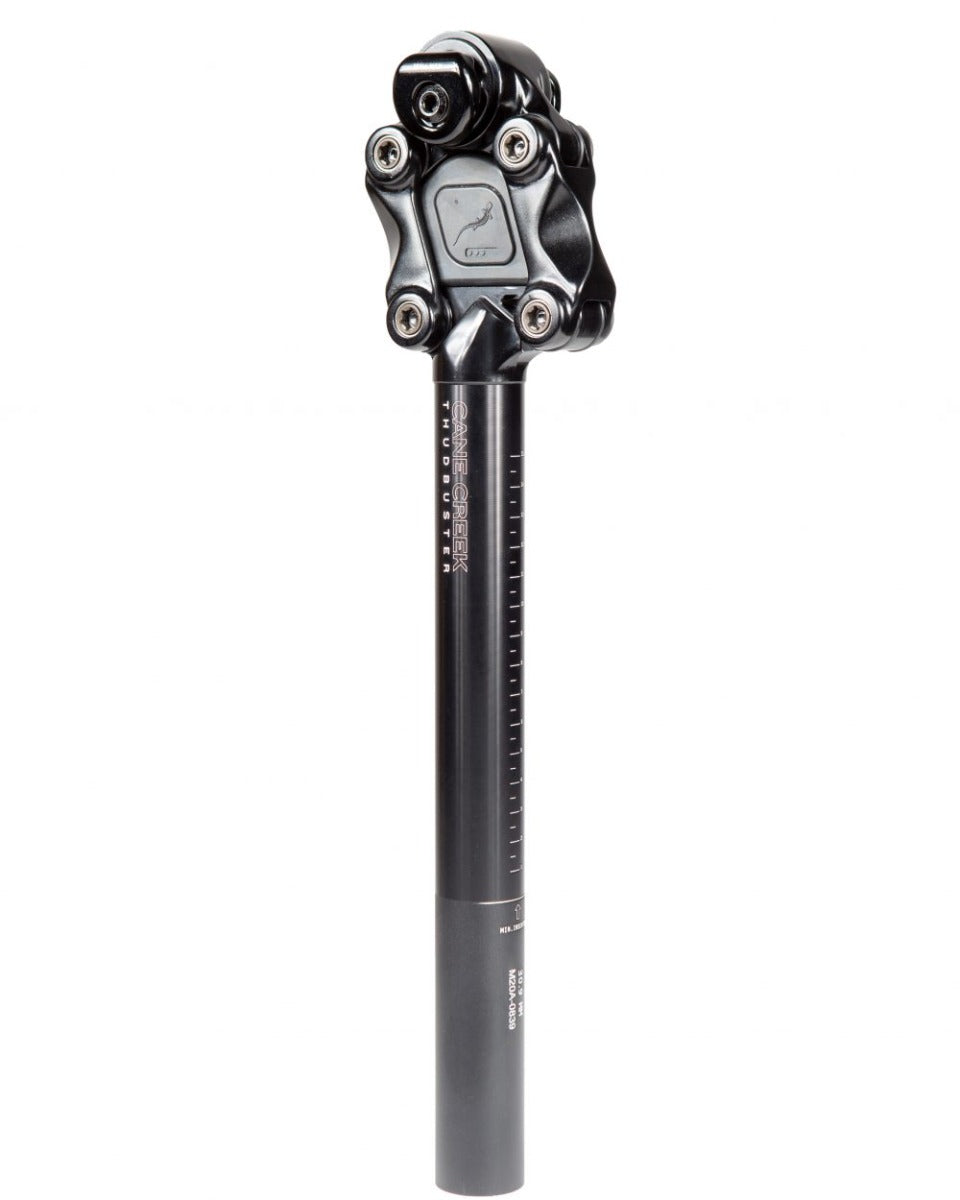 A suspension seatpost on a white background.