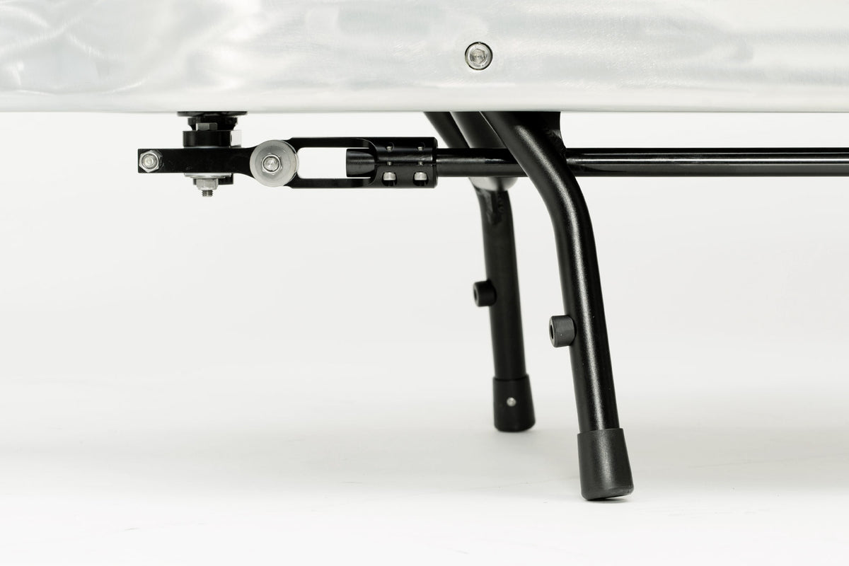 Aluminium Kickstand with spring mounted on bike