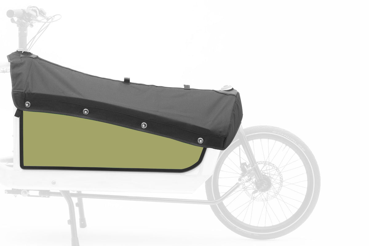 Sideview of the green Lizzard king BBX panels with hood attached