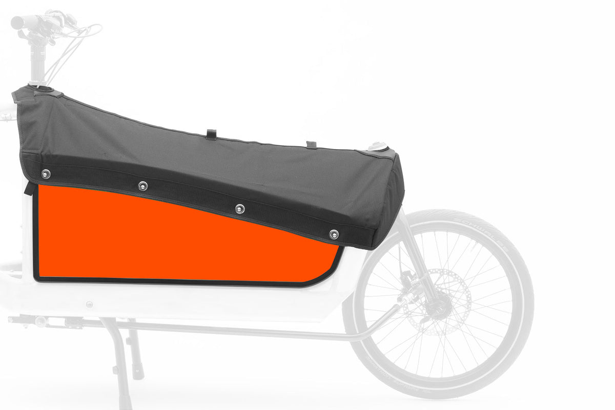 Sideview of the red major tom BBX panels with hood attached