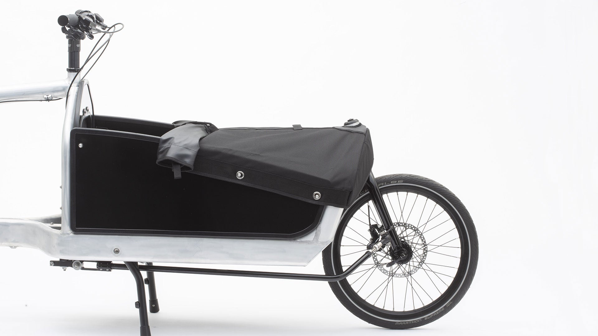 Sideview of the hood halfway rolled up