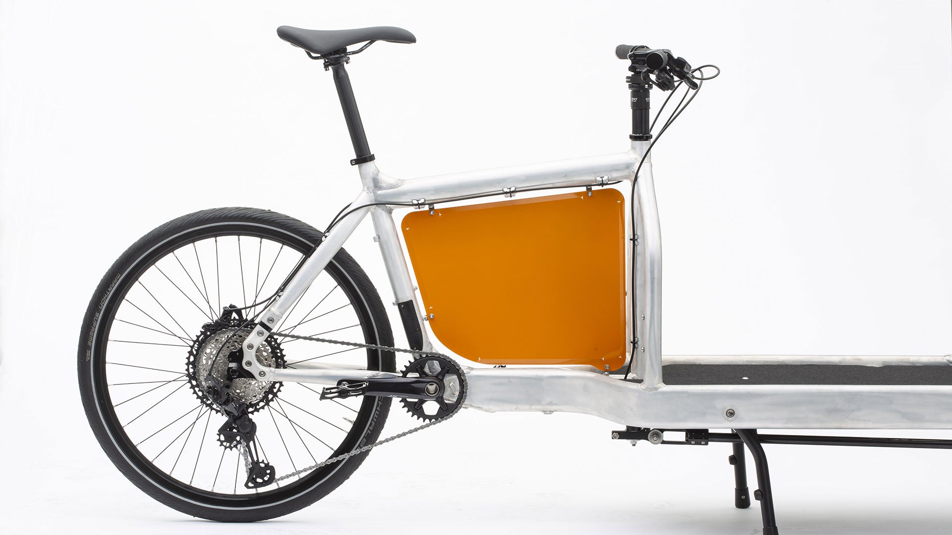 studio picture of an orange billboard for the original Bullitt