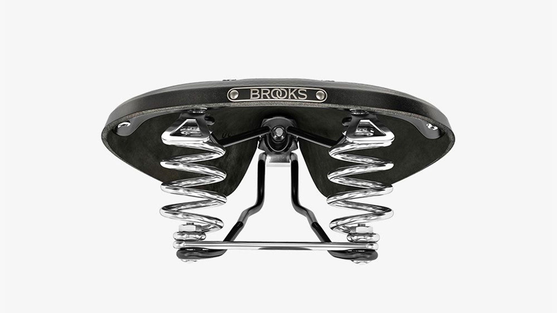 Brooks B67 black saddle seen from the back on a white background