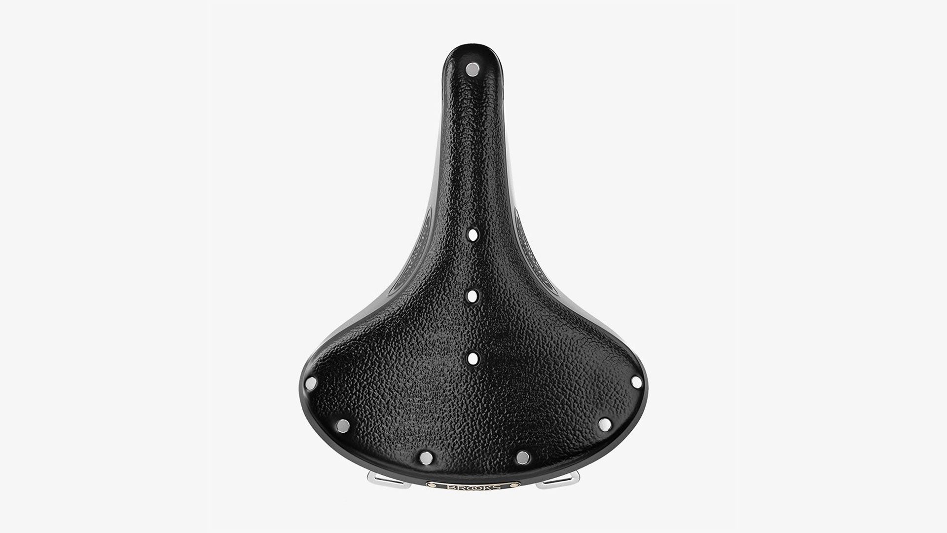 Brooks B67 black saddle seen from the top on a white background