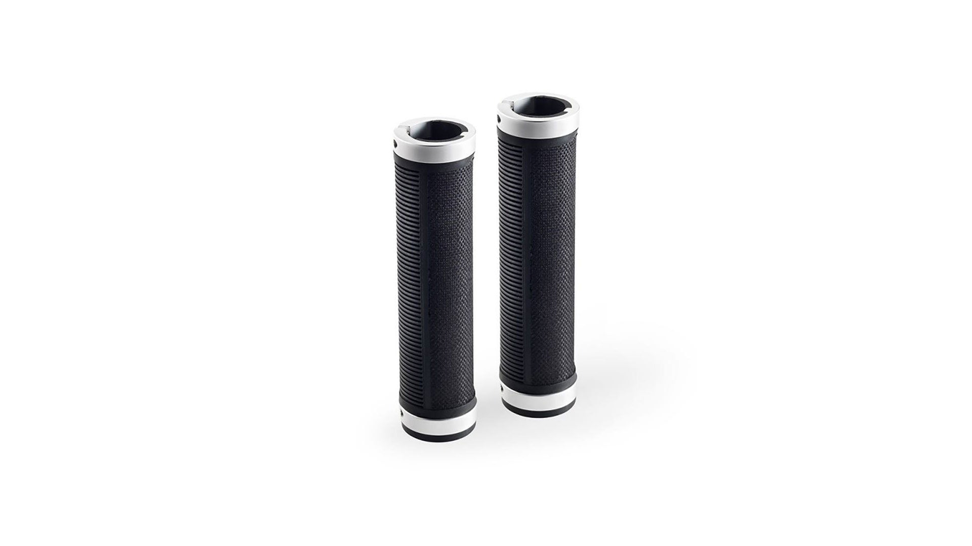A pair of black Brooks Cambium grips on a white background