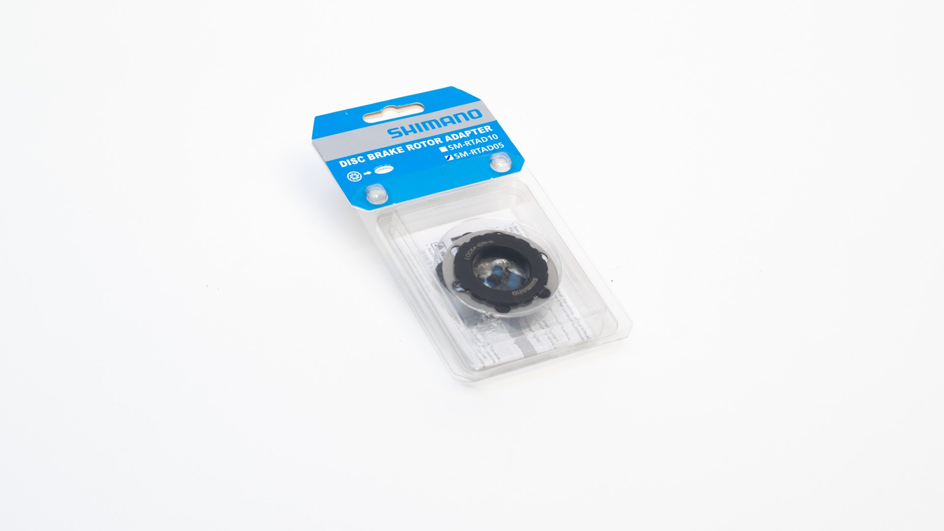 Shimano disc brake rotor adapter SM-RTAD05 centerlock to 6 bolt in it's packaging