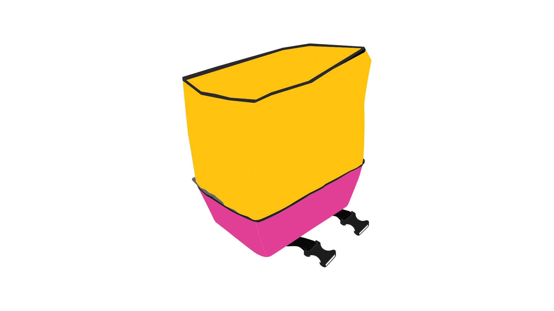 Cargo bag from Dyed in the wool with Pink and yellow panels