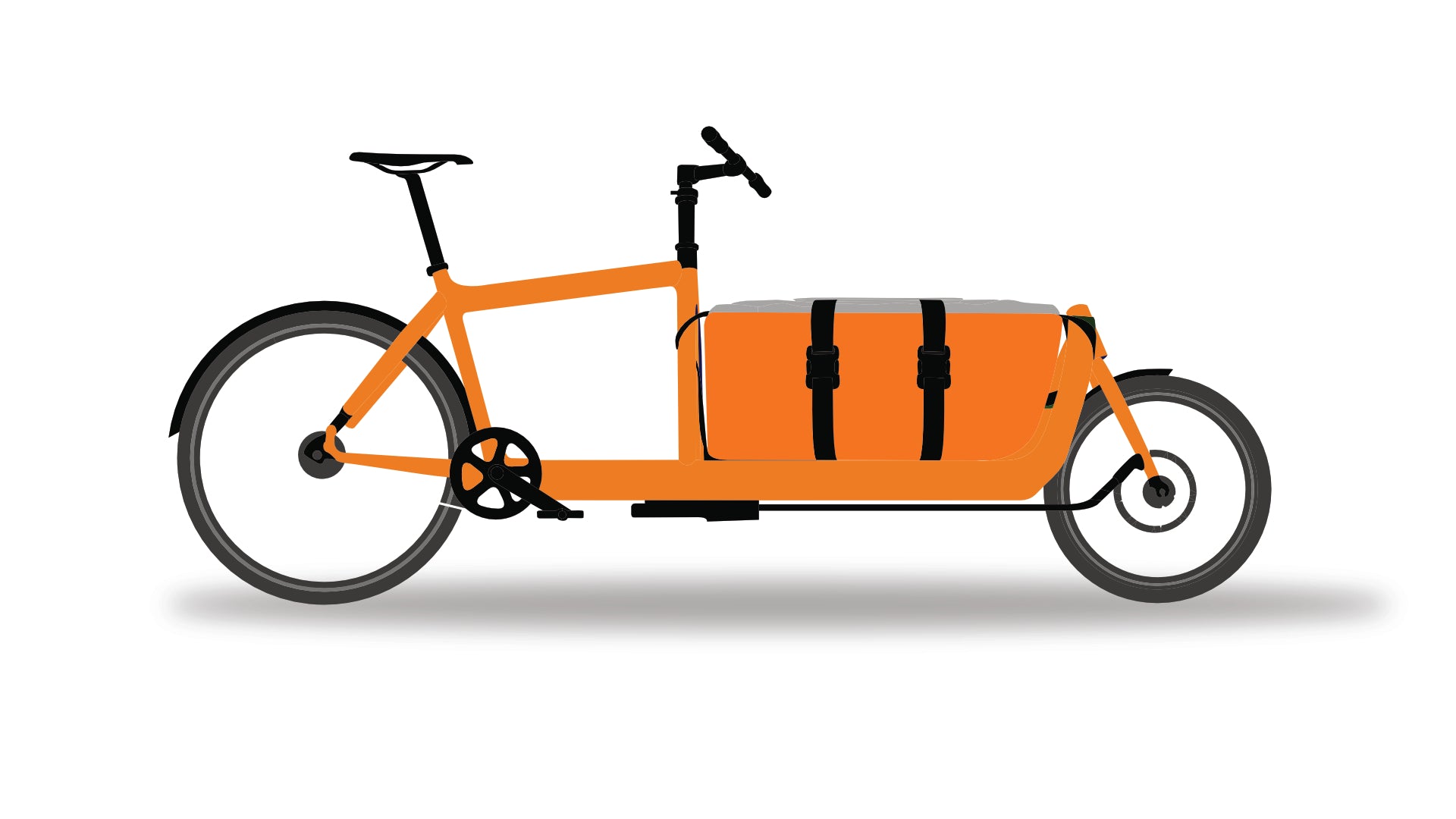 Cargo bag from Dyed in the wool with grey and orange panels displayed on an orange bullitt