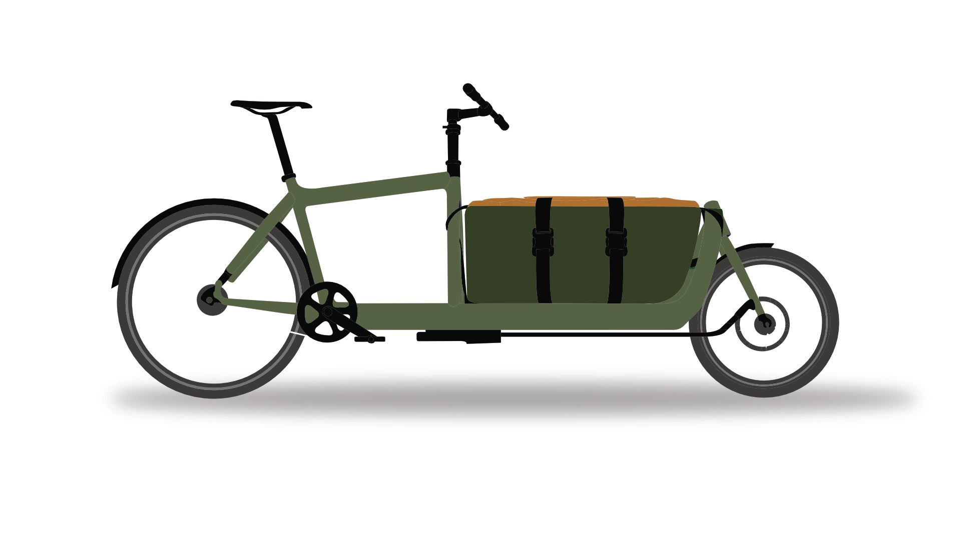 Cargo bag from Dyed in the wool with green and yellow panels displayed on a green bullitt