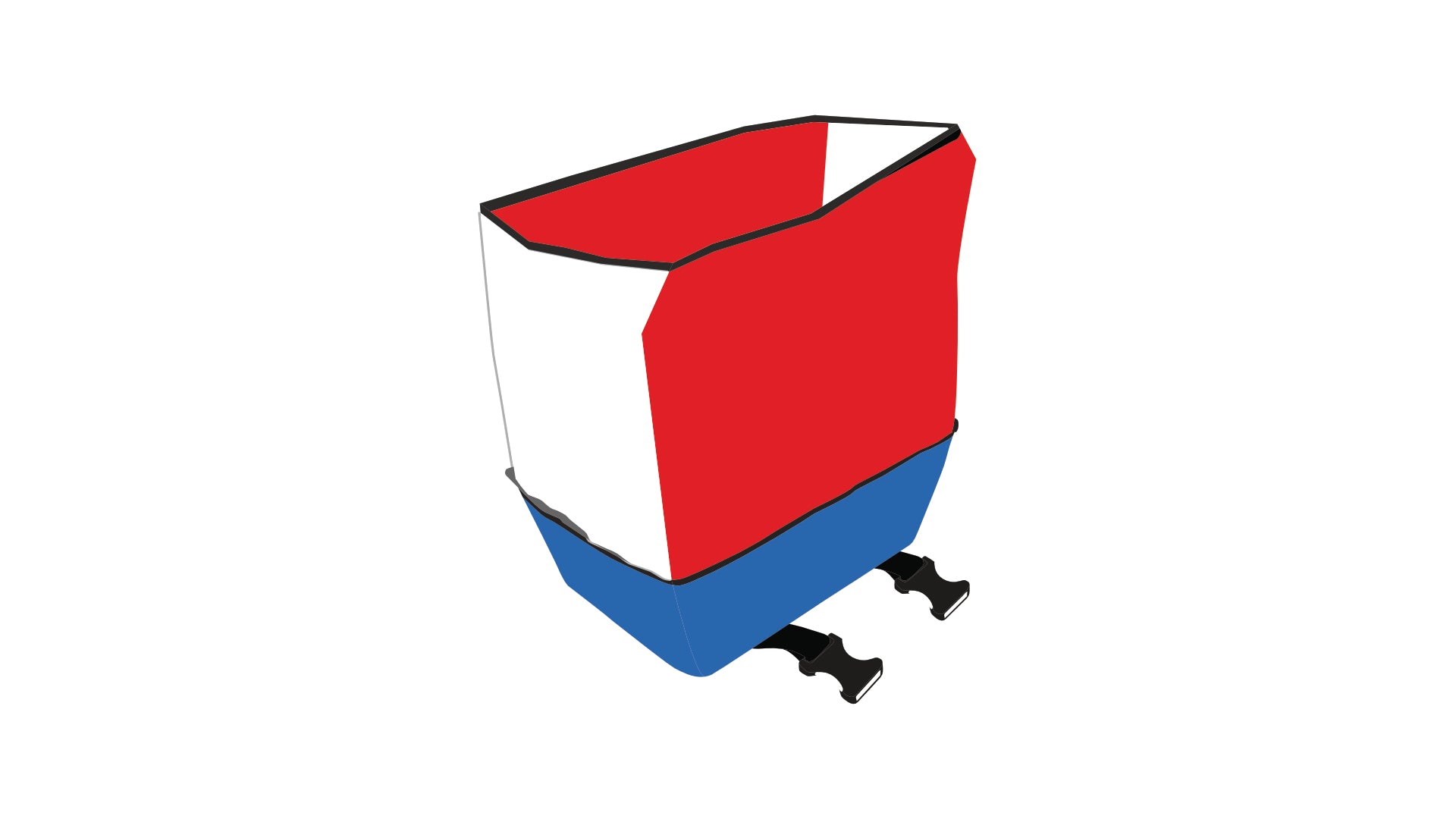 Cargo bag from Dyed in the wool with red, blue and white panels