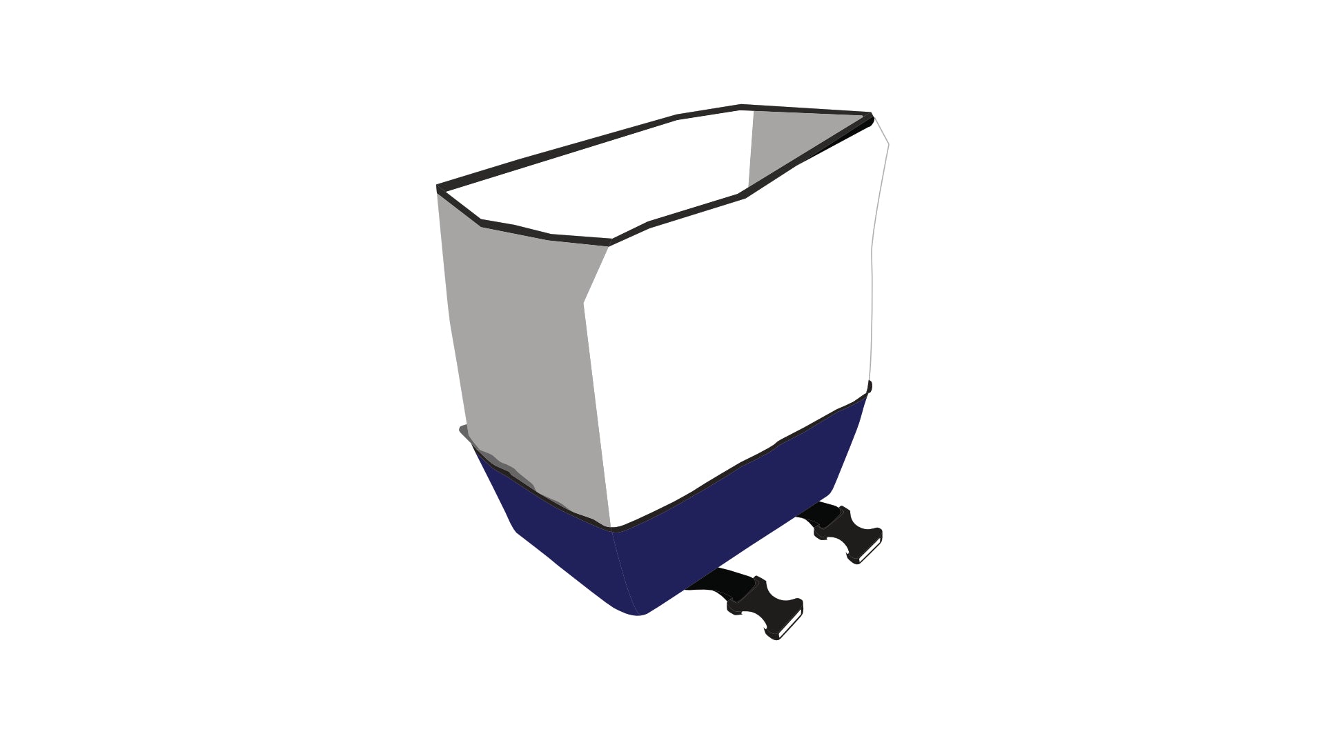 Cargo bag from Dyed in the wool with white, grey and navy blue panels