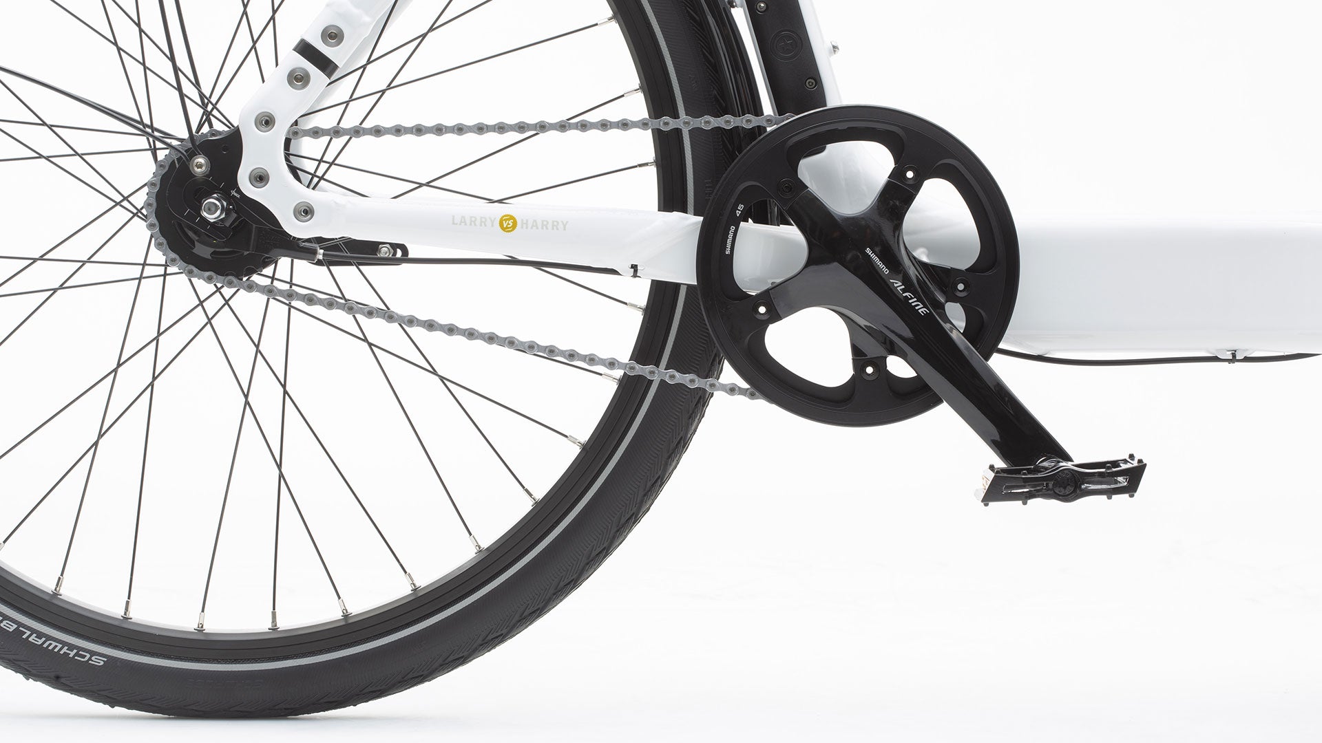 Closeup of the Nexus 7 gear group with coaster brake mounted on a Bullitt. It is internal gearing with chain.