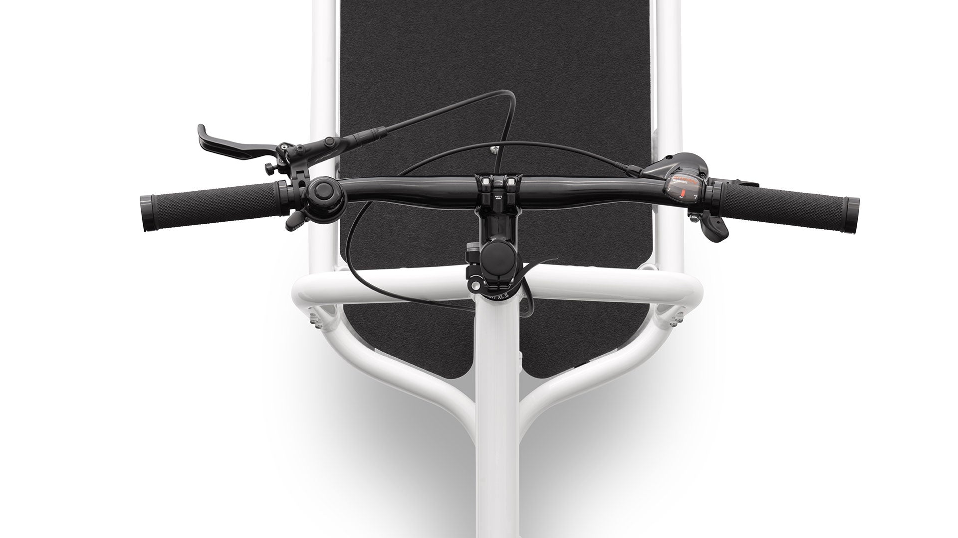 Top view of a Bullitt handlebar with the Nexus 7 gear shifter lever visible on the right hand side.