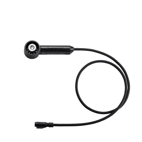 Shimano sparepart speed sensor coiled up on a white background