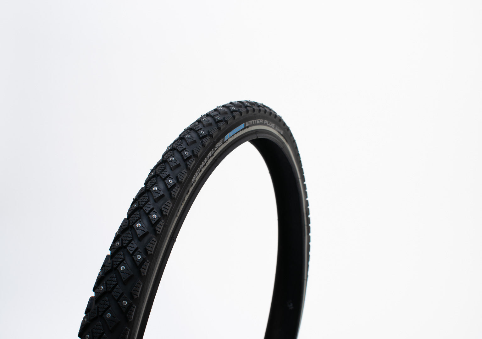 Schwalbe Marathon Winter tyre with studs on a white background