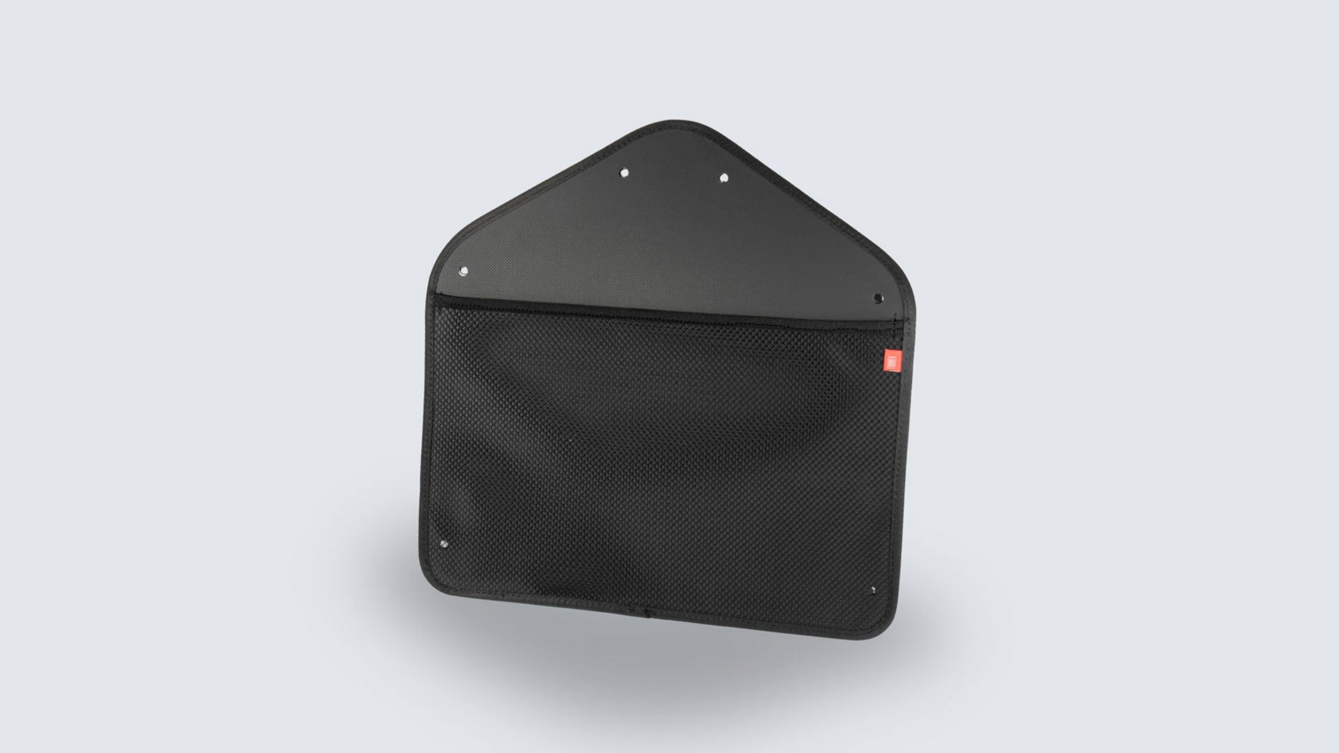 Back of Fahrer Panel Bags, showing a panel with a netting pocket with elastic edgeband, that covers the lower half of the panel