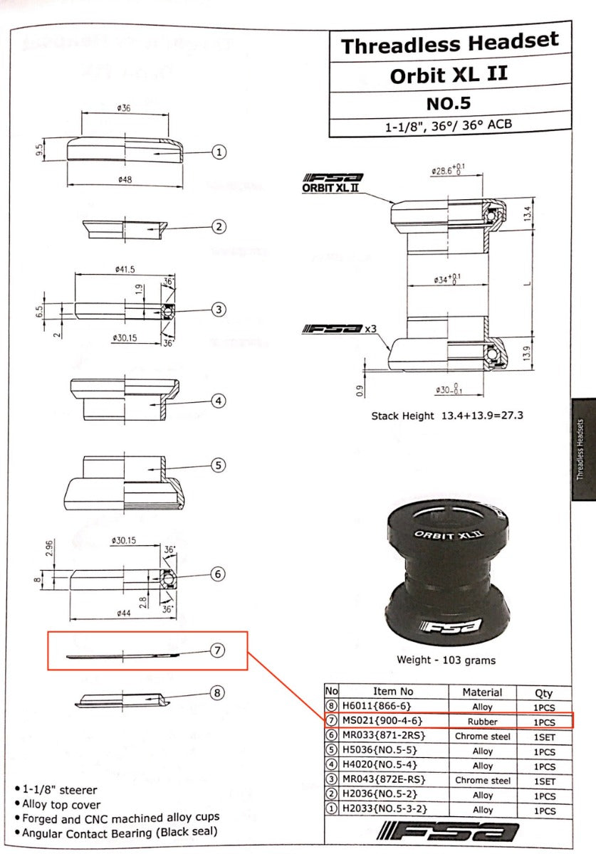 FSA Orbit XL II Weather seal