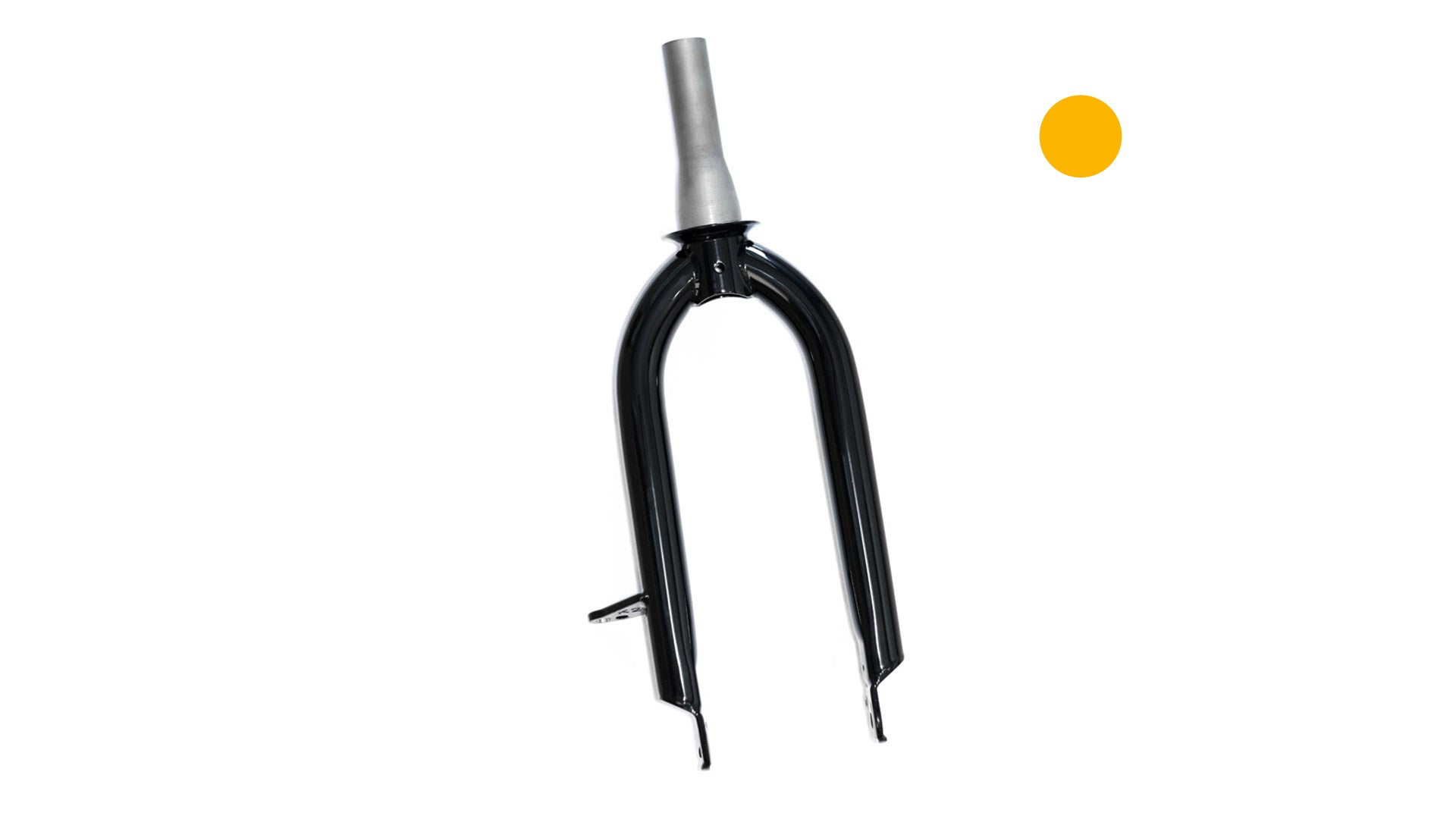 Studio picture of a Front fork with a bollocks colored dot