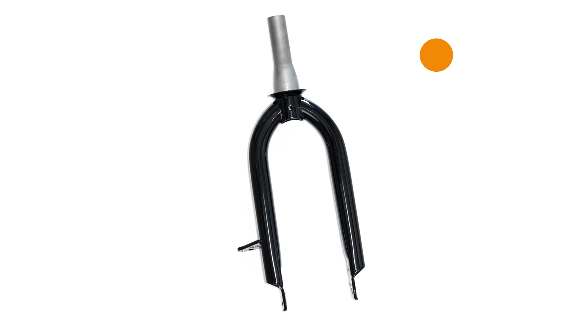 Studio picture of a Front fork with a Clockwork colored dot