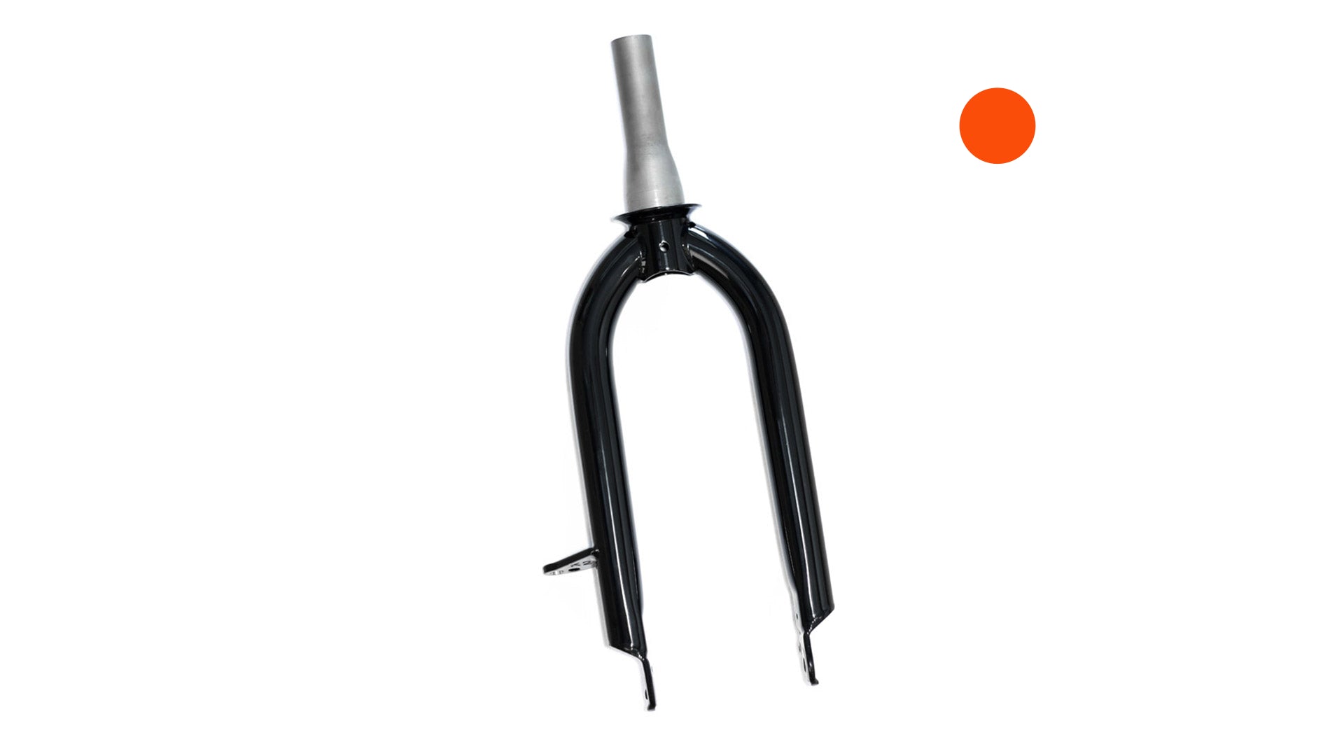 Studio picture of a Front fork with a Major tom colored dot