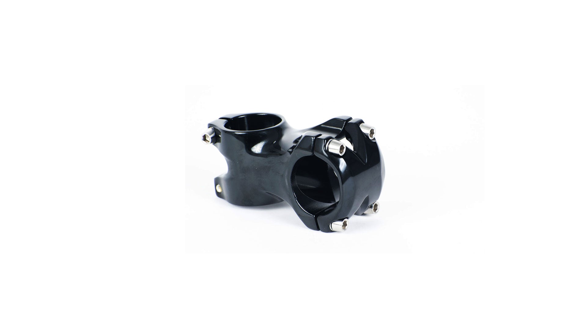 A short black stem on a white surface