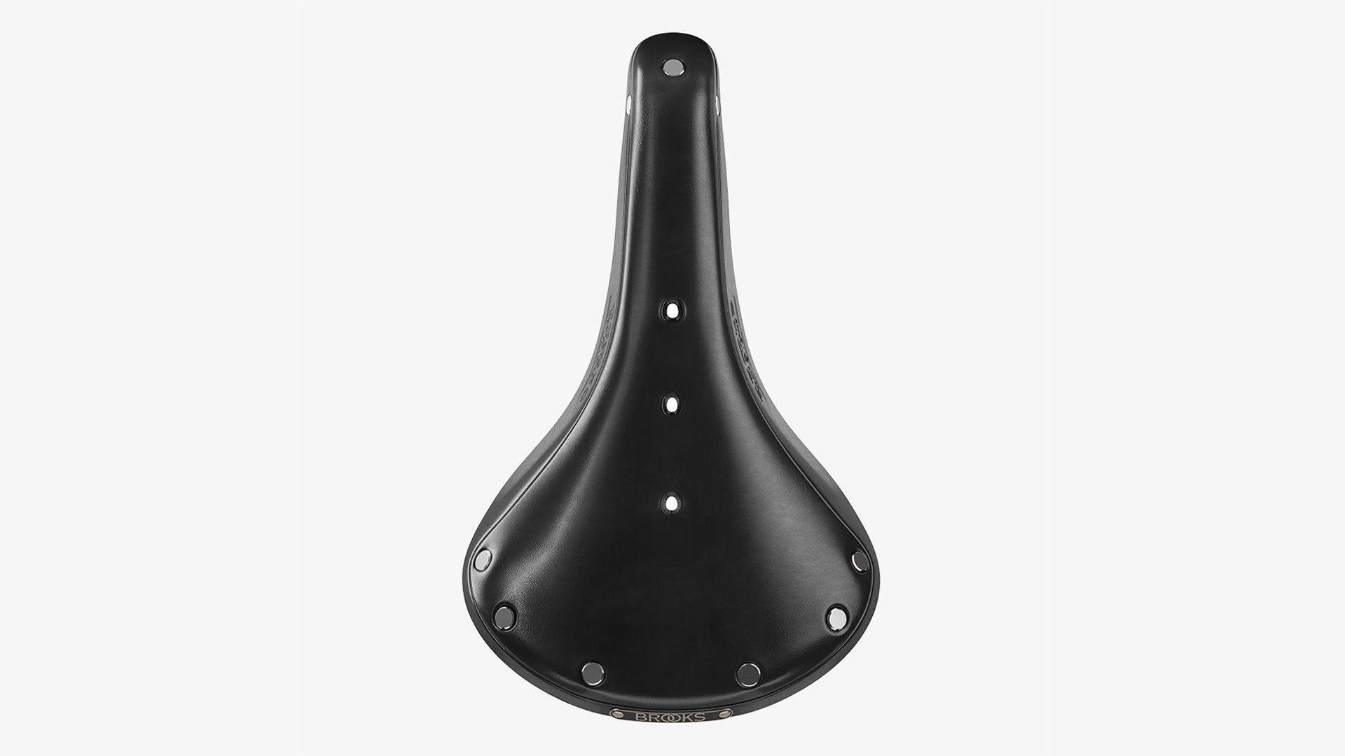 Brooks B17 black saddle seen from the top on a white background