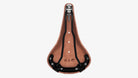 Brooks B17 brown saddle seen from the bottom on a white background