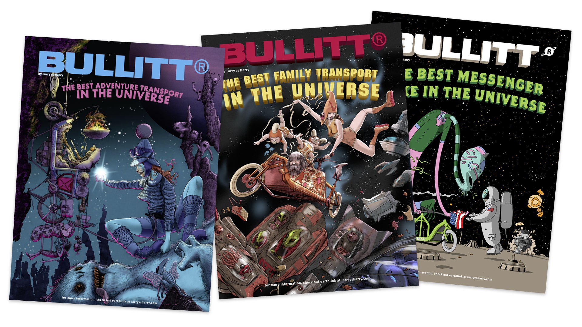 Graphic of 3 posters from eBullit adventure collection