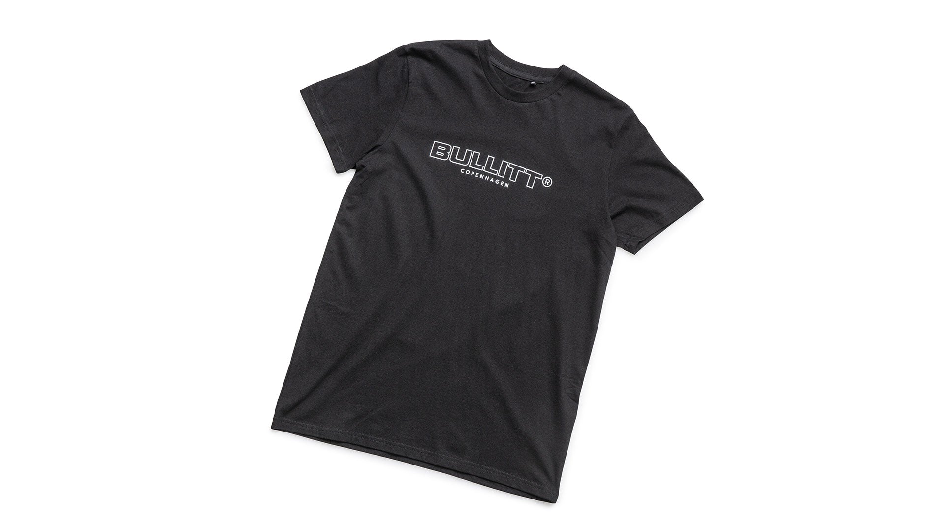 Black T-shirt with the bullitt logo in the center