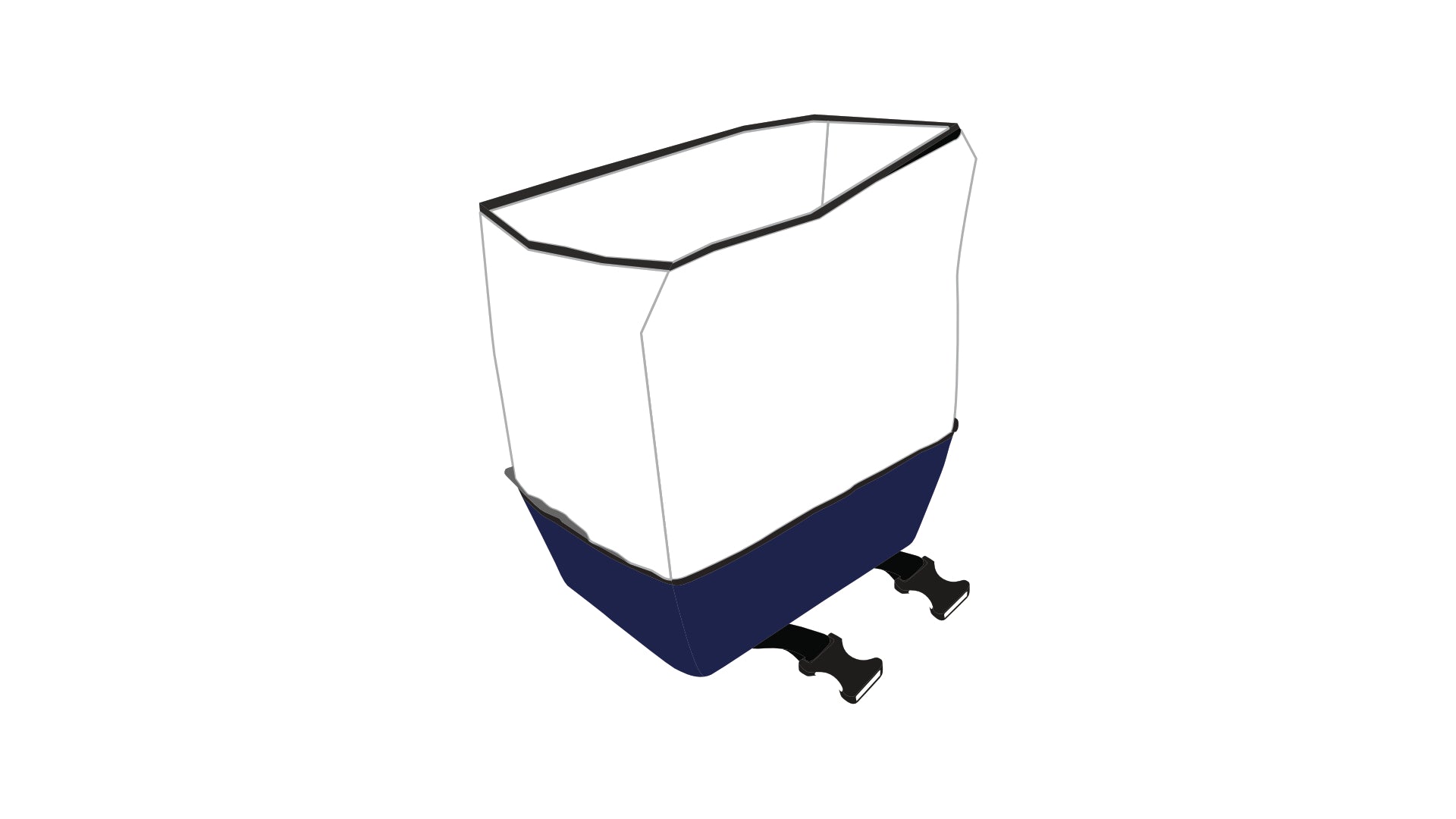 Cargo bag from Dyed in the wool with white and navy blue panels