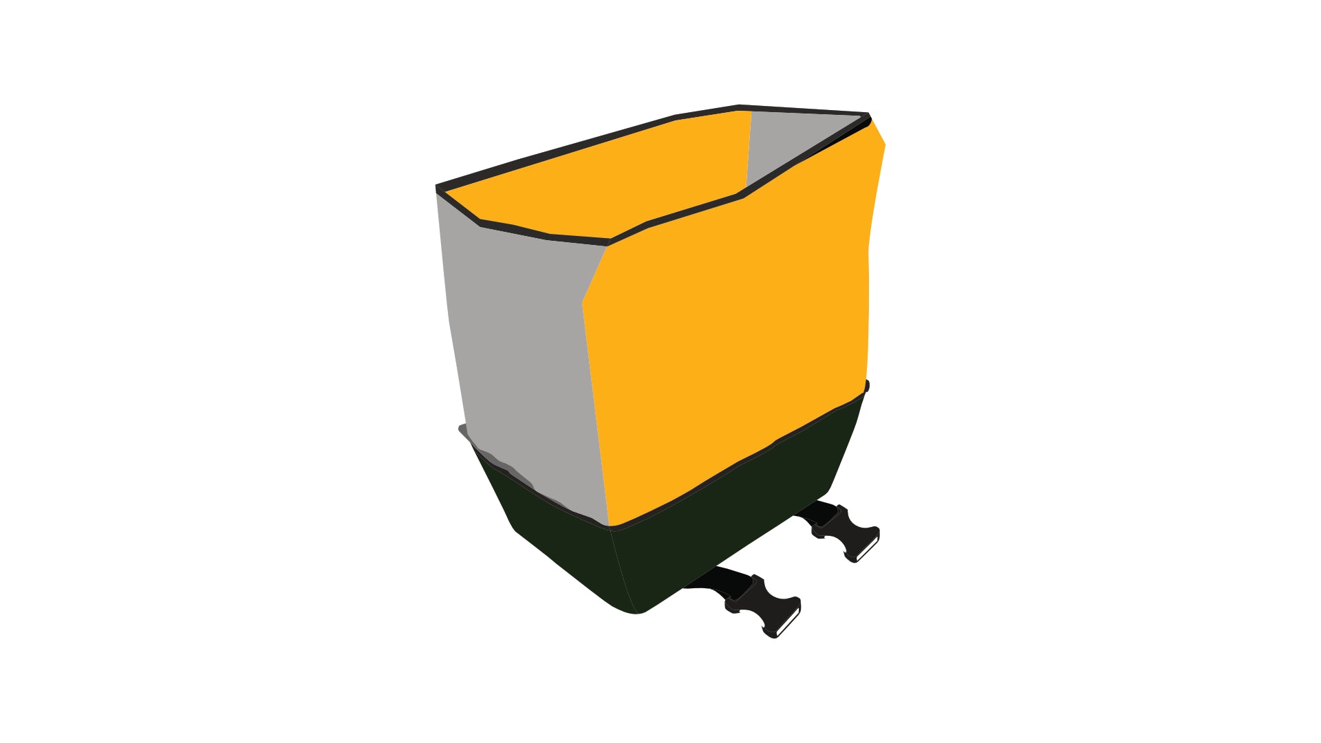 Cargo bag from Dyed in the wool with dark green, grey and yellow panels
