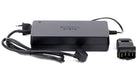 Shimano e-bike battery charger on white background. The charger has a C-type plug and an adapter with 4 pins.