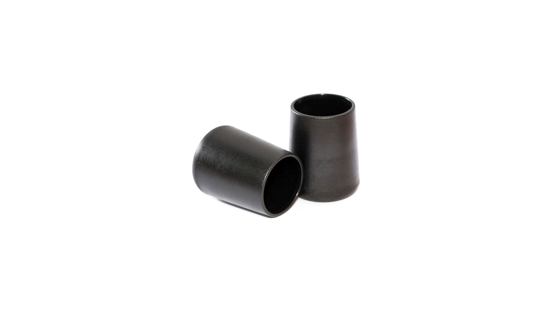 Two black plastic feet for Bullitt cargo bike Aluminium Kickstand on a white surface
